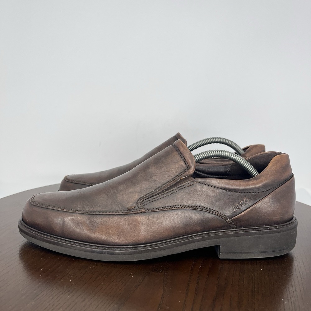 Ecco Loafer Shoes Men's 44‎ / 10 Brown Leather Comfort Slip On  Moc Toe Casual